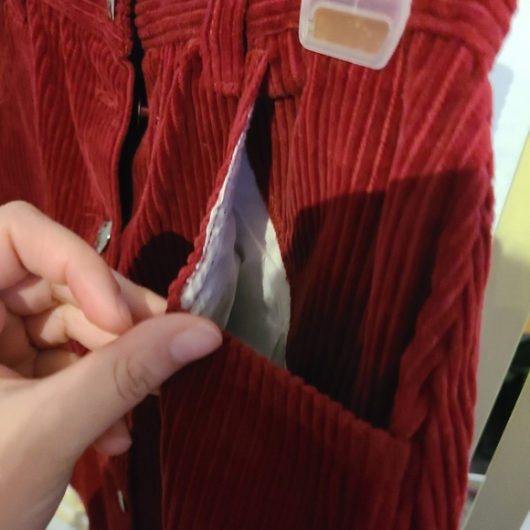 1970's Burgundy Corduroy Button Front Cotton Skirt - Picture 4 of 8